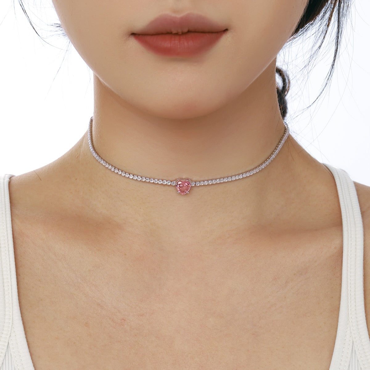 [Aurelle Style]2.0 Carat Sparkling Tennis Heart Cut Necklace