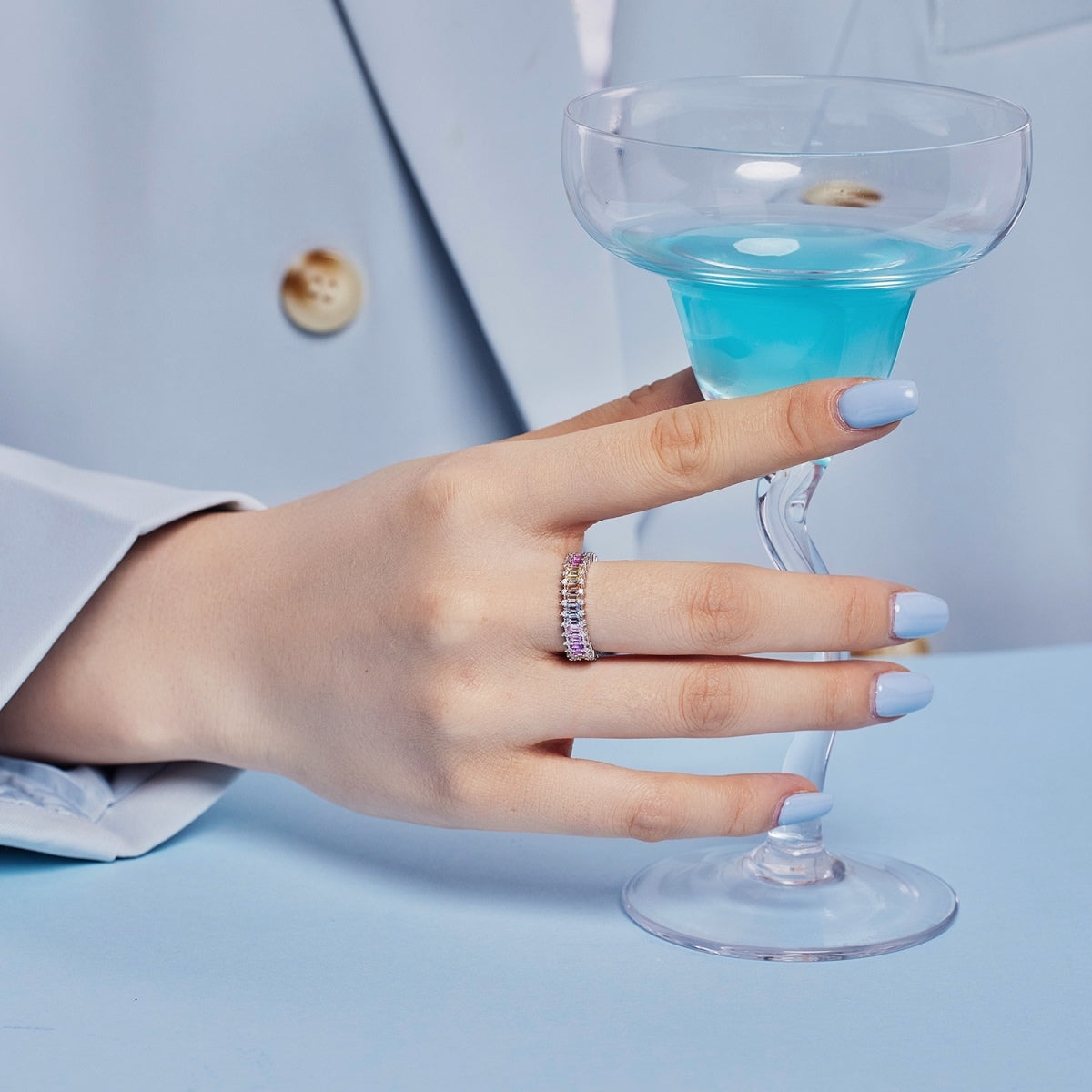 [Aurelle Style]Splashy Ornate Emerald Cut Cocktail Ring