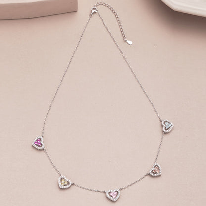 [Aurelle Style]Sparkling Five Heart Necklace