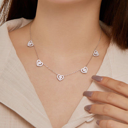 [Aurelle Style]Sparkling Five Heart Necklace