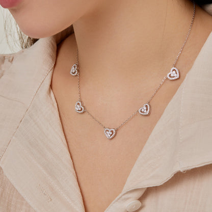 [Aurelle Style]Sparkling Five Heart Necklace