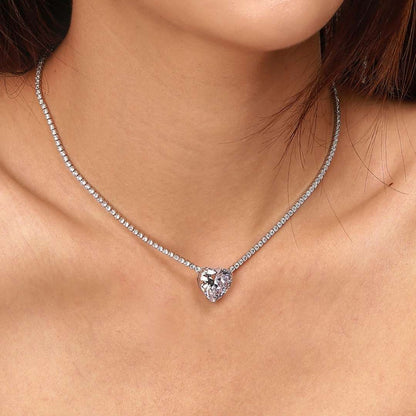 [Aurelle Style]8.0 Carat Versatile Colorful Sweet Heart-Shaped Tennis Necklace