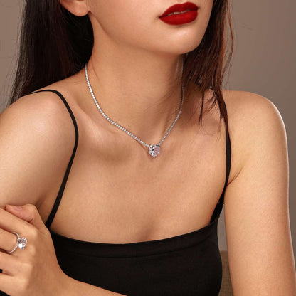 [Aurelle Style]8.0 Carat Versatile Colorful Sweet Heart-Shaped Tennis Necklace