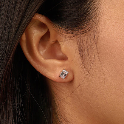 [Aurelle Style]Stylish Shiny Rectangular Center Stone Stud Earrings