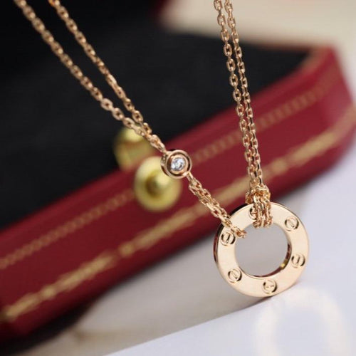 [Aurelle Style]LOVE NECKLACE ADJUSTABLE ROSE GOLD 2 DIAMOND