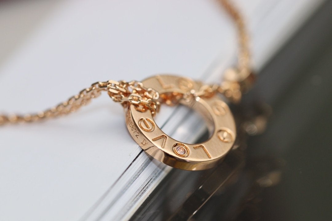 [Aurelle Style]LOVE NECKLACE ADJUSTABLE ROSE GOLD 2 DIAMOND