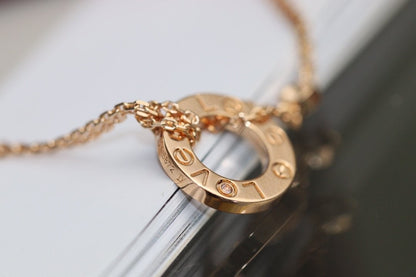 [Aurelle Style]LOVE NECKLACE ADJUSTABLE ROSE GOLD 2 DIAMOND