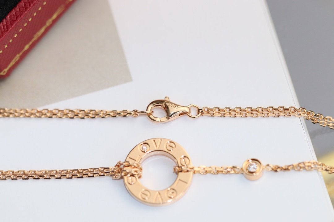 [Aurelle Style]LOVE NECKLACE ADJUSTABLE ROSE GOLD 2 DIAMOND