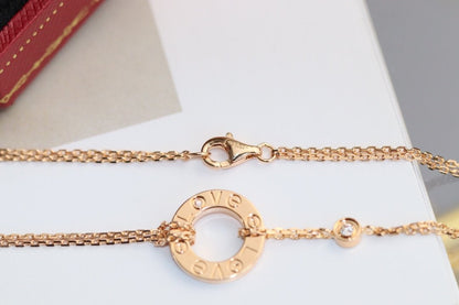 [Aurelle Style]LOVE NECKLACE ADJUSTABLE ROSE GOLD 2 DIAMOND