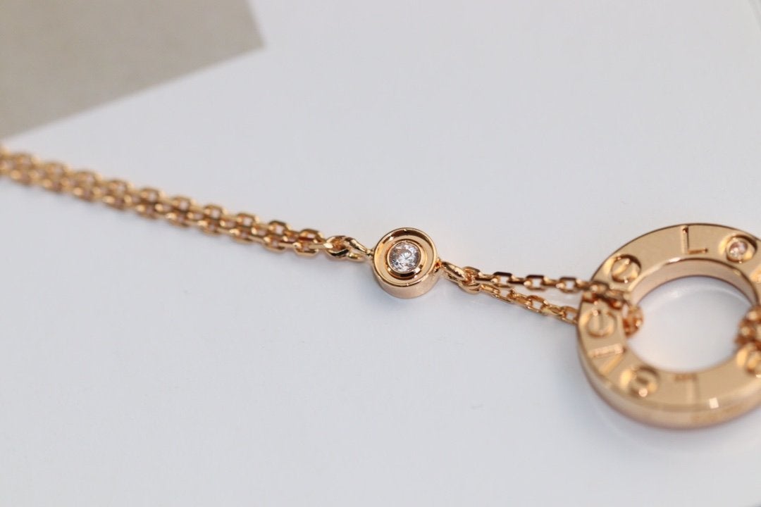 [Aurelle Style]LOVE NECKLACE ADJUSTABLE ROSE GOLD 2 DIAMOND