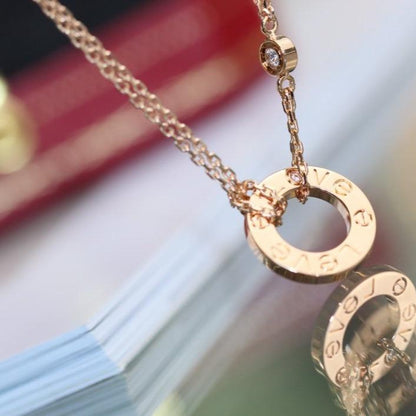 [Aurelle Style]LOVE NECKLACE ADJUSTABLE ROSE GOLD 2 DIAMOND
