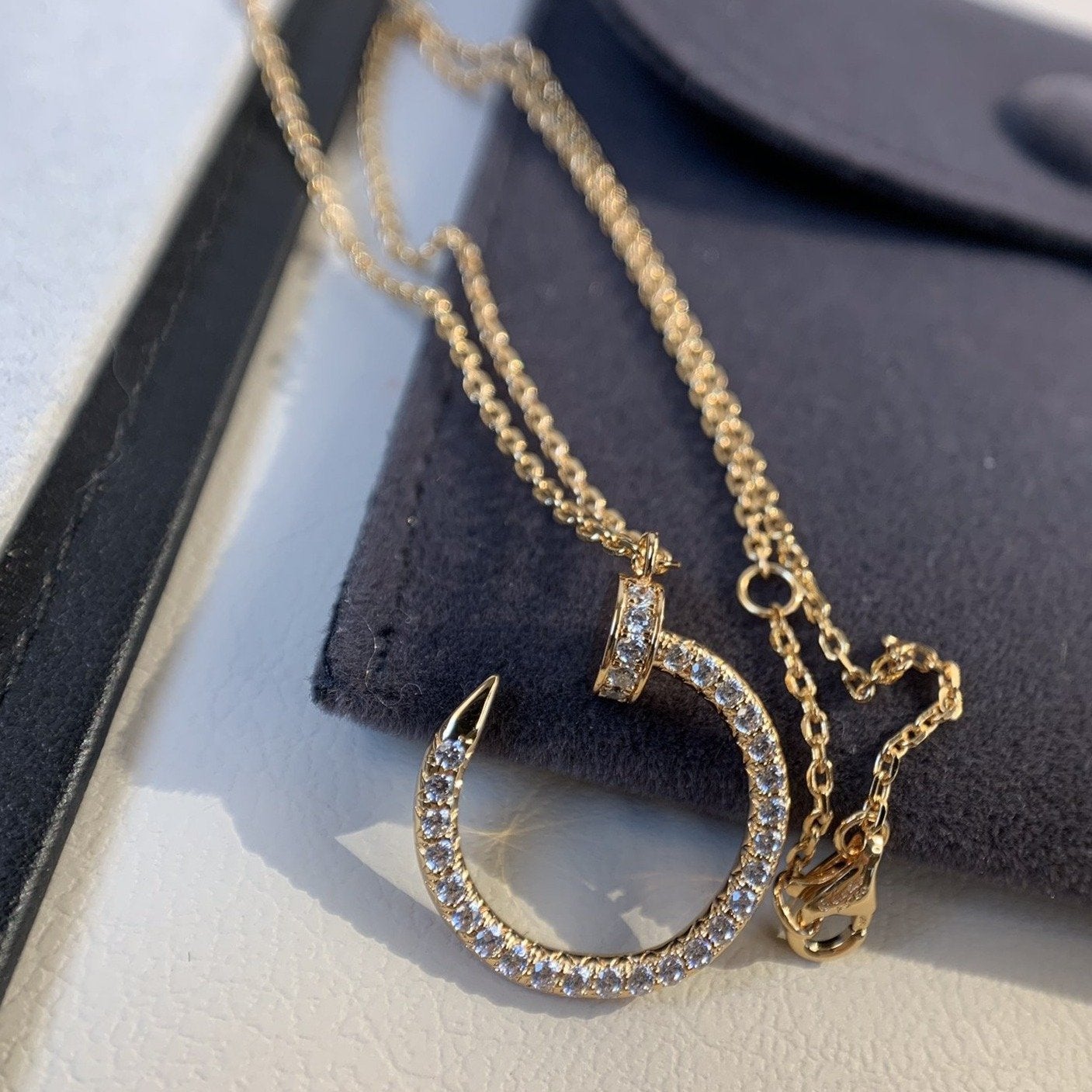 [Aurelle Style]JUSTE NECKLACE PINK GOLD DIAMONDS