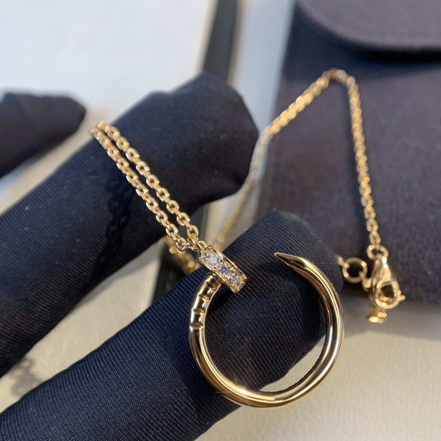 [Aurelle Style]JUSTE NECKLACE PINK GOLD DIAMONDS