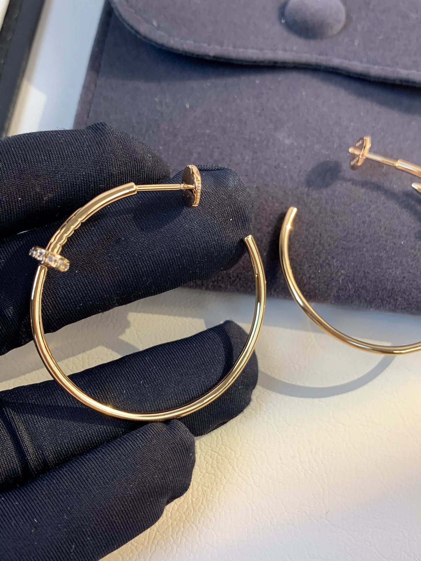 [Aurelle Style]JUSTE EARRINGS GOLD DIAMONDS 1.8MM