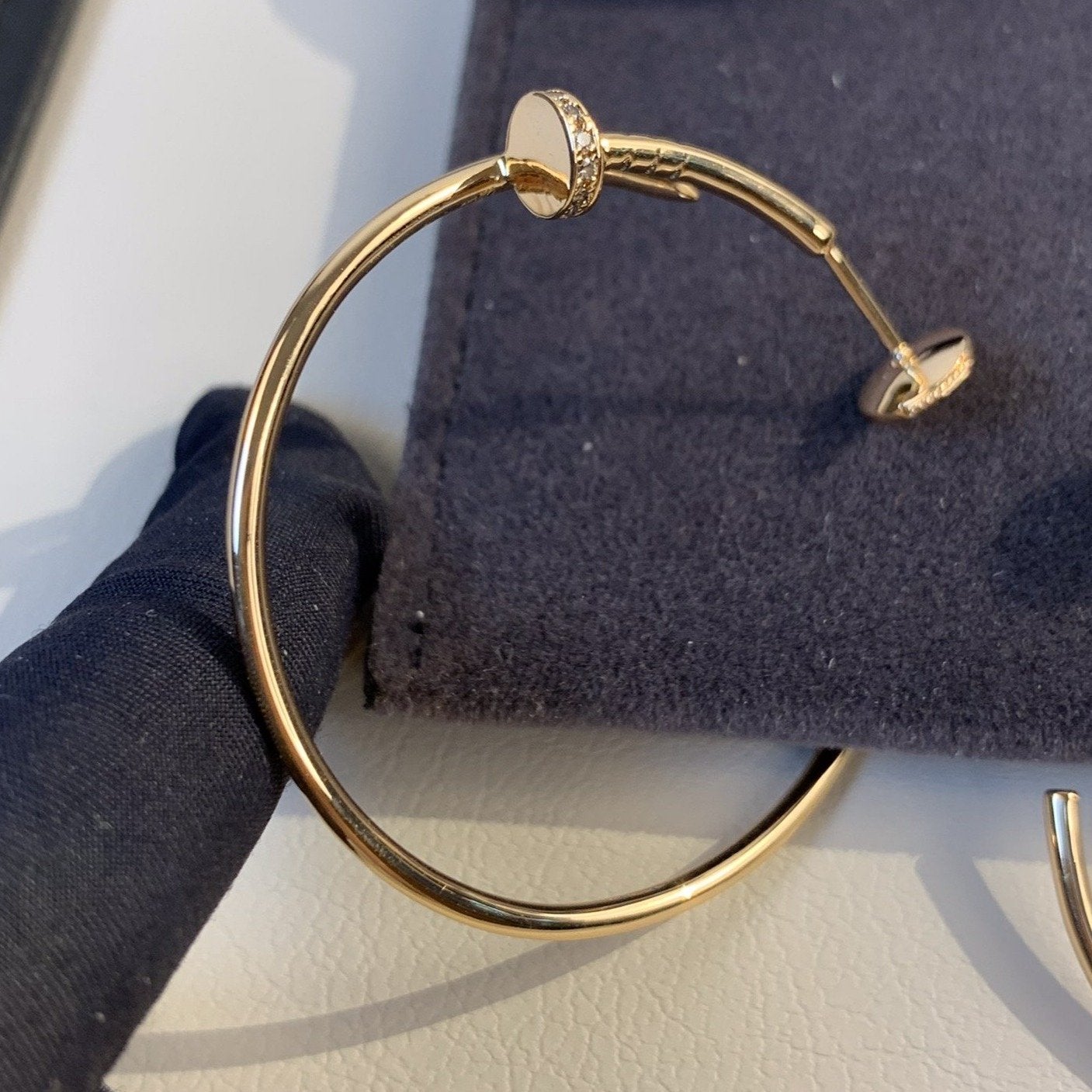 [Aurelle Style]JUSTE EARRINGS GOLD DIAMONDS 1.8MM