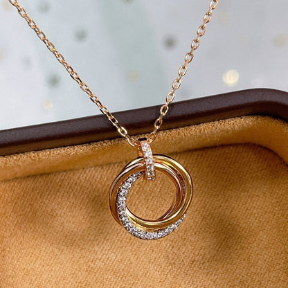 [Aurelle Style]TRINITY NECKLACE SILVER GOLD PINK GOLD DIAMONDS