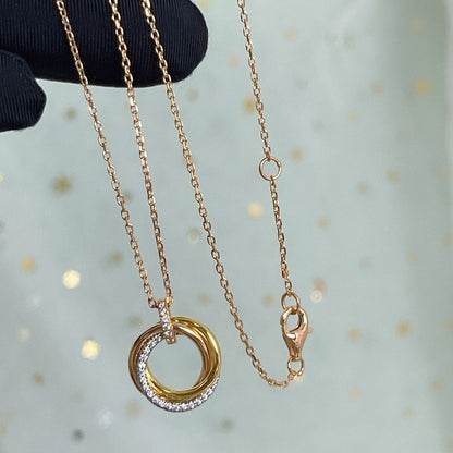 [Aurelle Style]TRINITY NECKLACE SILVER GOLD PINK GOLD DIAMONDS