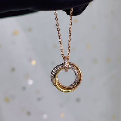 [Aurelle Style]TRINITY NECKLACE SILVER GOLD PINK GOLD DIAMONDS