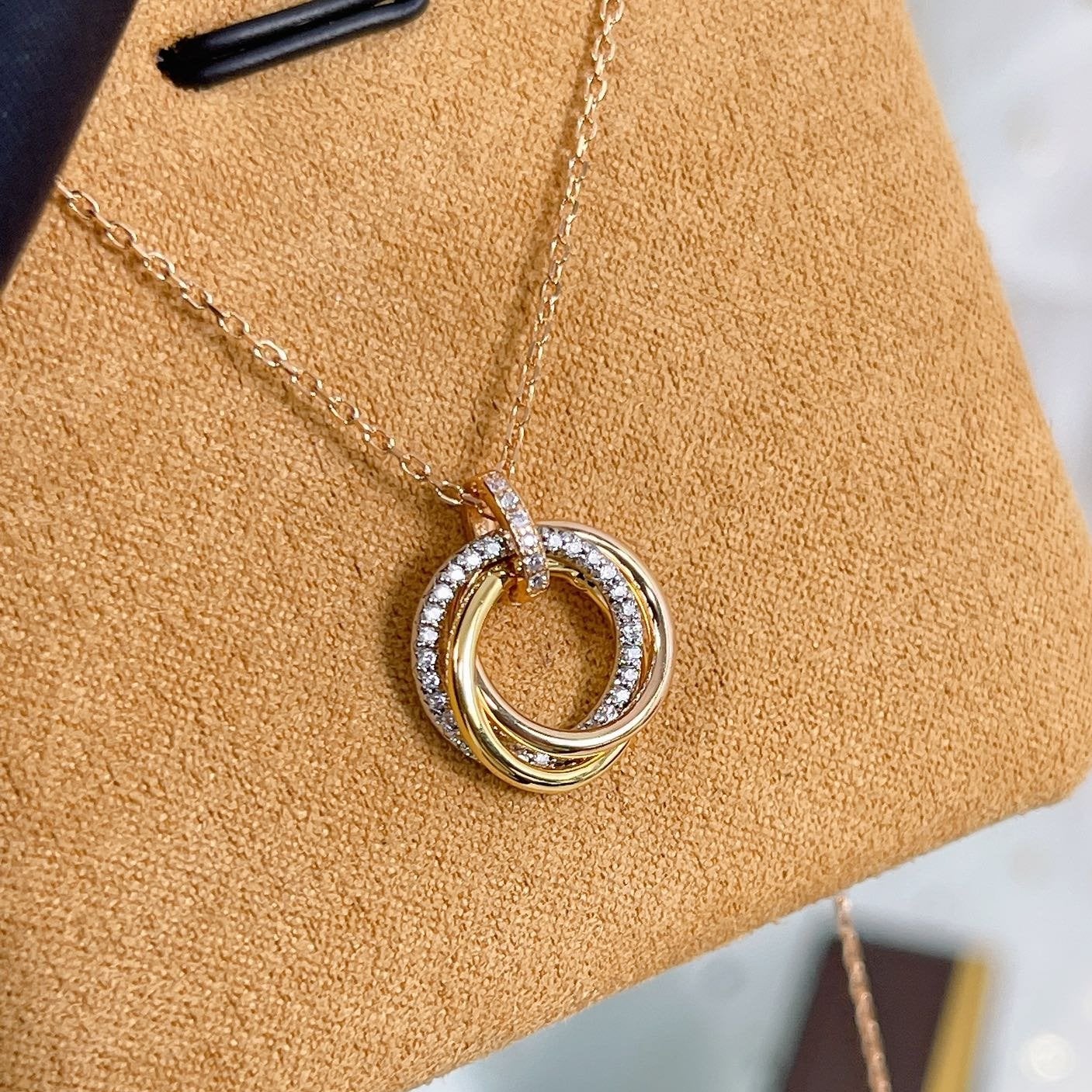 [Aurelle Style]TRINITY NECKLACE SILVER GOLD PINK GOLD DIAMONDS