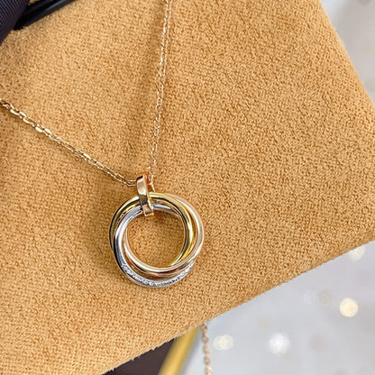 [Aurelle Style]TRINITY NECKLACE SILVER GOLD PINK GOLD DIAMONDS