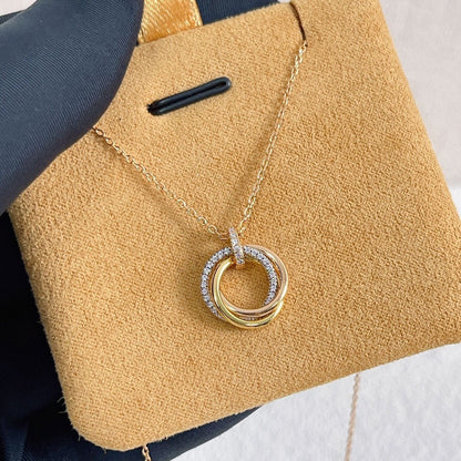 [Aurelle Style]TRINITY NECKLACE SILVER GOLD PINK GOLD DIAMONDS