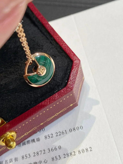 [Aurelle Style]AMULETTE ROSE GOLD MALACHITE NECKLACE
