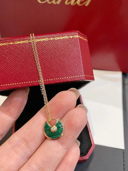 [Aurelle Style]AMULETTE ROSE GOLD MALACHITE NECKLACE