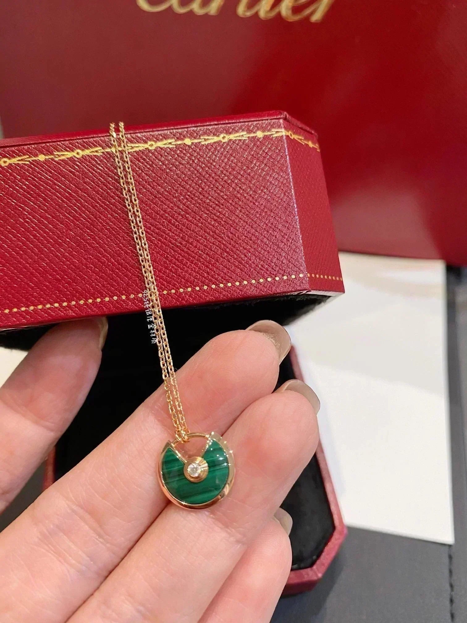 [TOP]AMULETTE ROSE GOLD MALACHITE NECKLACE