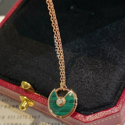 [Aurelle Style]AMULETTE ROSE GOLD MALACHITE NECKLACE