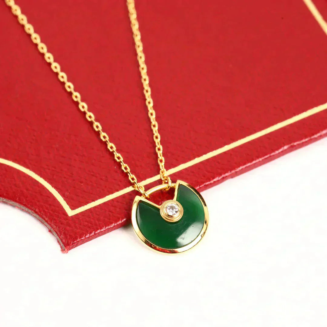 [Aurelle Style]AMULETTE GOLD MALACHITE NECKLACE