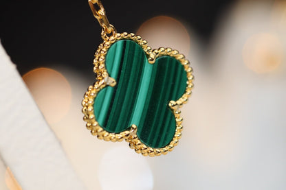 [Aurelle Style]CLOVER EARRINGS GOLD MALACHITE DIAMOND 3 MOTIF