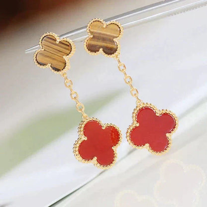 [Aurelle Style]CLOVER  2 MOTIF  TIGER EYE CARNELIAN EARRINGS