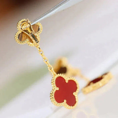 [Aurelle Style]CLOVER  2 MOTIF  TIGER EYE CARNELIAN EARRINGS