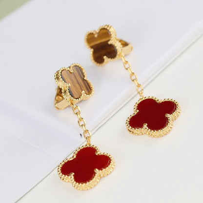 [Aurelle Style]CLOVER  2 MOTIF  TIGER EYE CARNELIAN EARRINGS