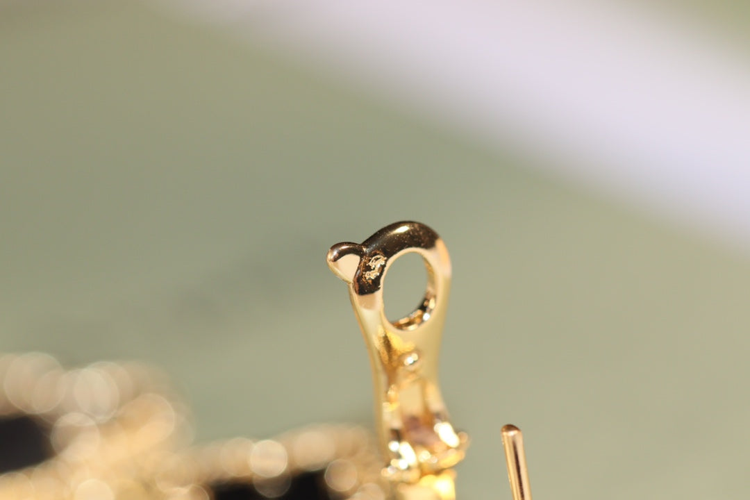 [Aurelle Style]CLOVER EARRINGS GOLD ONYX MOP 3 MOTIF