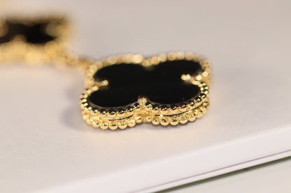 [Aurelle Style]CLOVER EARRINGS GOLD ONYX MOP 3 MOTIF