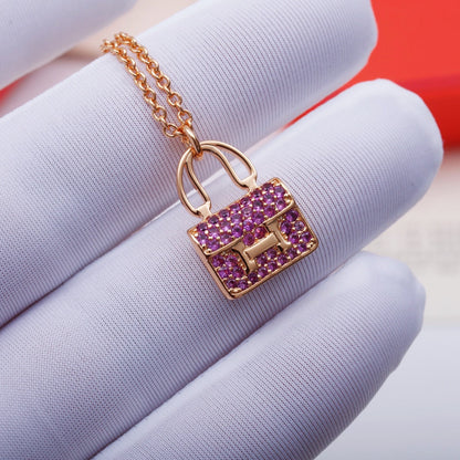 [Aurelle Style]CONSTANCE PEDANT PURPLE DIAMOND NECKLACE