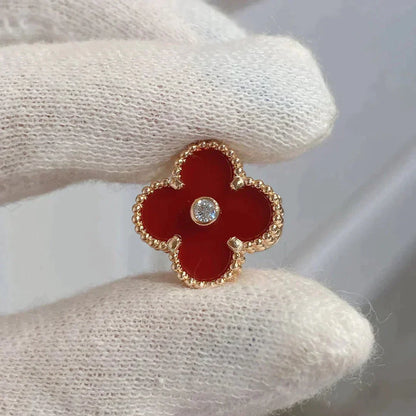 [Aurelle Style]CLOVER MEDIUM 1 MOTIFS CARNELIAN  DIAMOND earrings