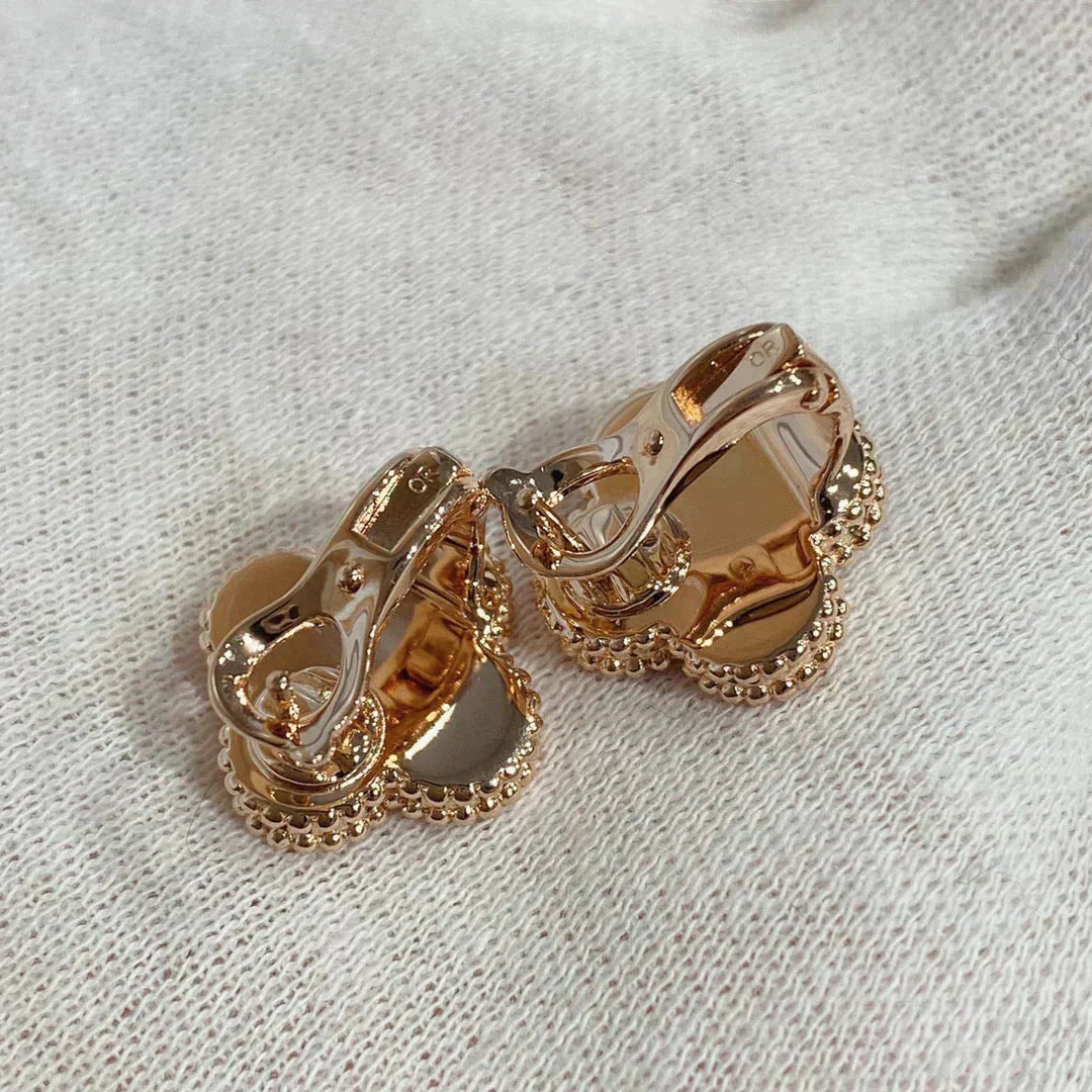 [Aurelle Style]CLOVER MEDIUM 1 MOTIFS CARNELIAN  DIAMOND earrings