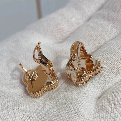 [Aurelle Style]CLOVER MEDIUM 1 MOTIFS CARNELIAN  DIAMOND earrings