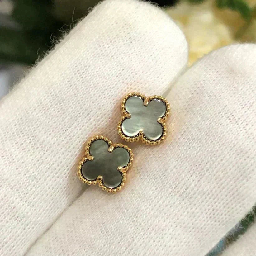 [Aurelle Style]CLOVER MINI 9.5MM GRAY MOP EARRINGS