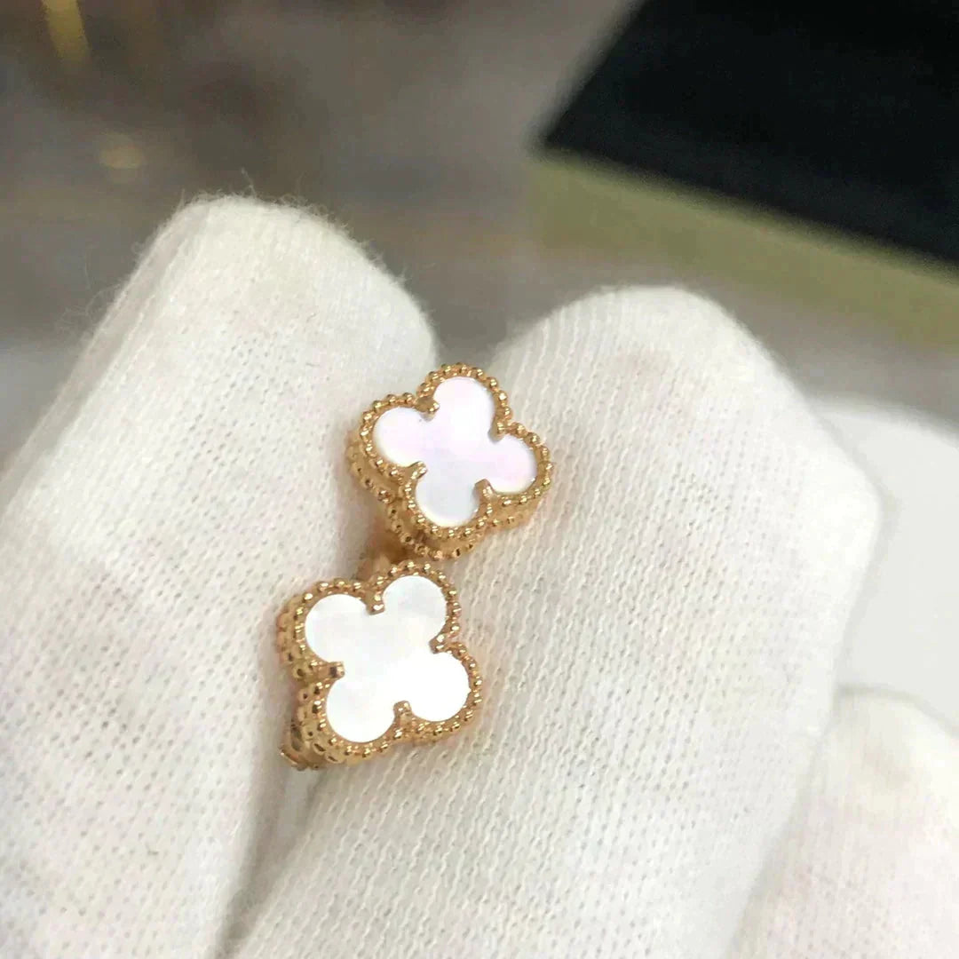 [Aurelle Style]CLOVER MINI 9.5MM WHITE MOP EARRINGS