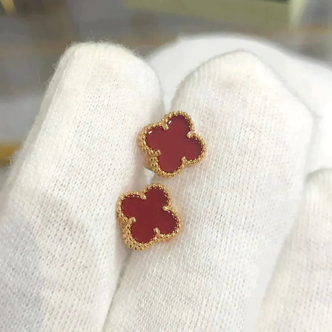 [Aurelle Style]CLOVER MINI 9.5MM CARNELIAN EARRINGS