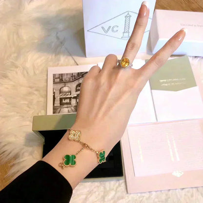 [Aurelle Style] CLOVER 5 MOTIF MALACHITE BRACELET COLLECTION