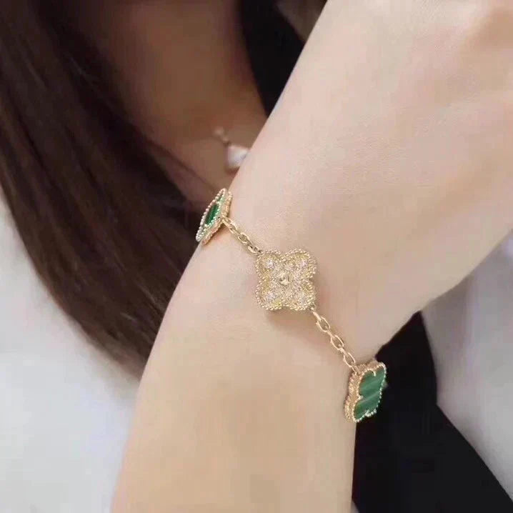 [Aurelle Style] CLOVER 5 MOTIF MALACHITE BRACELET COLLECTION