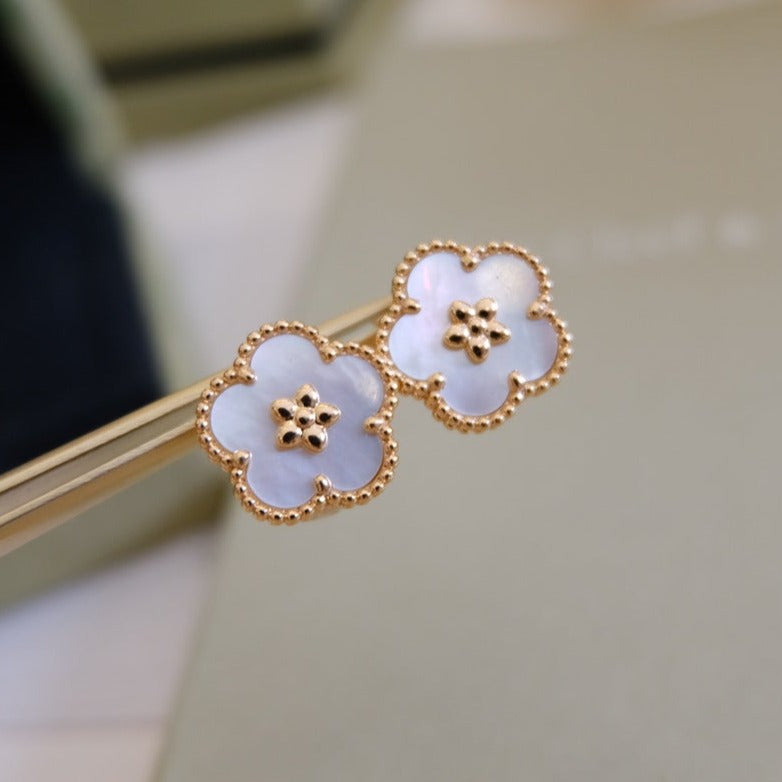 [Aurelle Style]LUCKY PINK GOLD WHITE MOP EARRINGS