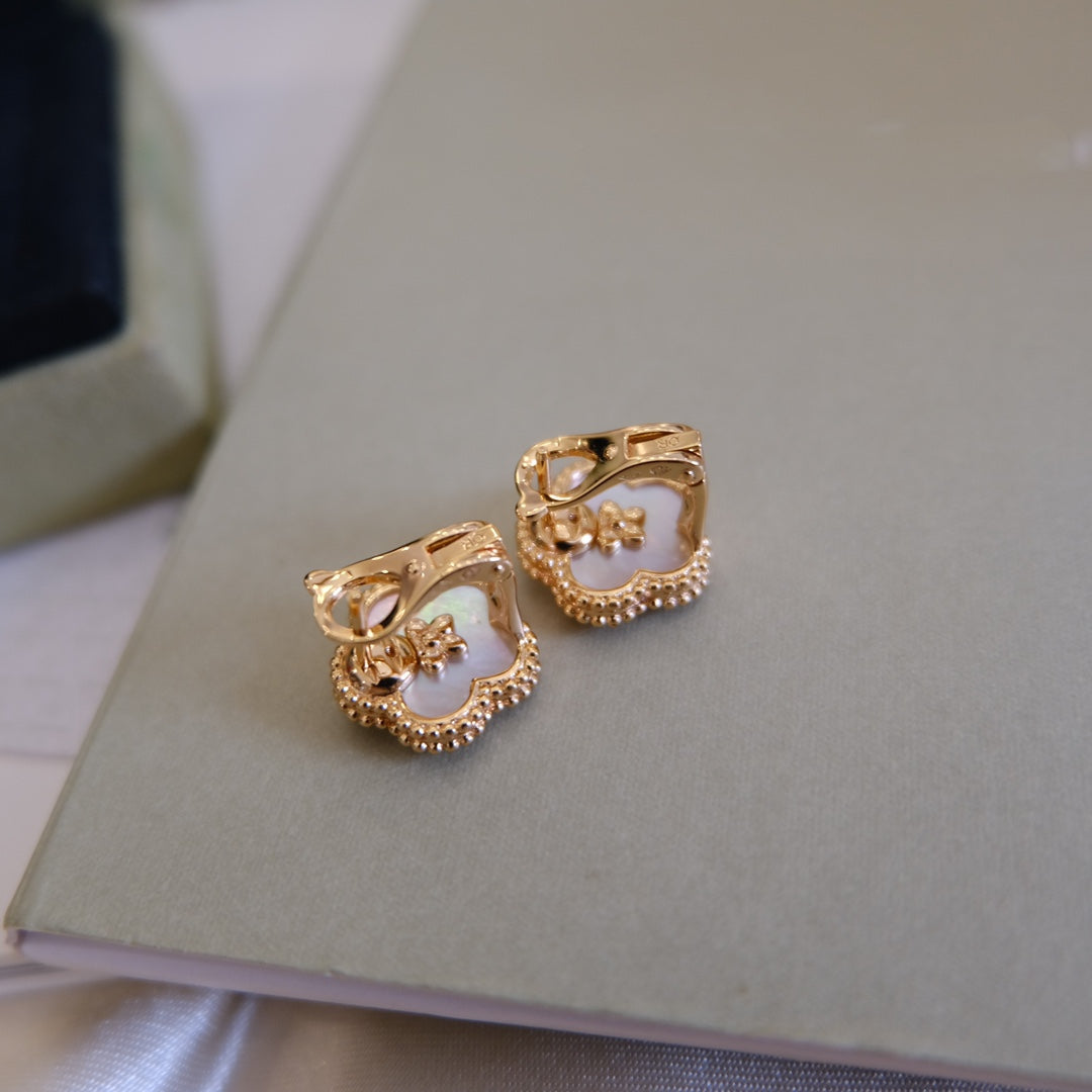 [Aurelle Style]LUCKY PINK GOLD WHITE MOP EARRINGS