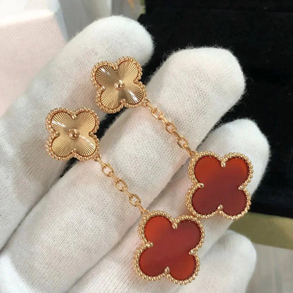 [Aurelle Style]CLOVER 2 MOTIF  LASER CARNELIAN EARRINGS