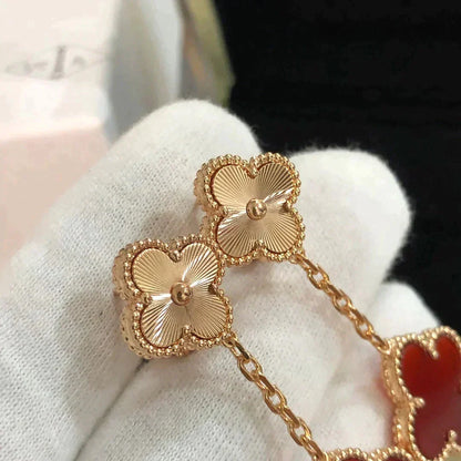 [Aurelle Style]CLOVER 2 MOTIF  LASER CARNELIAN EARRINGS