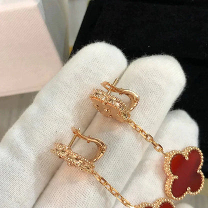 [Aurelle Style]CLOVER 2 MOTIF  LASER CARNELIAN EARRINGS